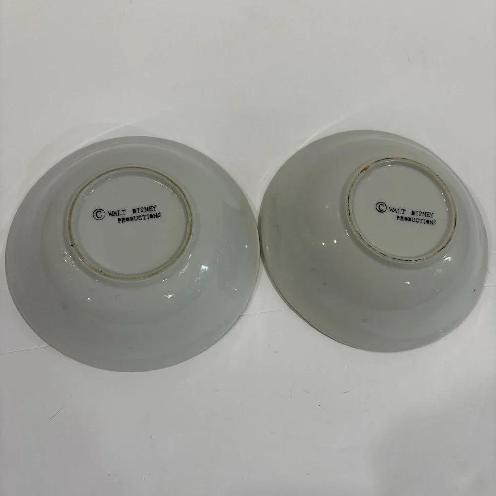 Vtg Walt Disney Productions Ceramic Cereal Bowl Set 5